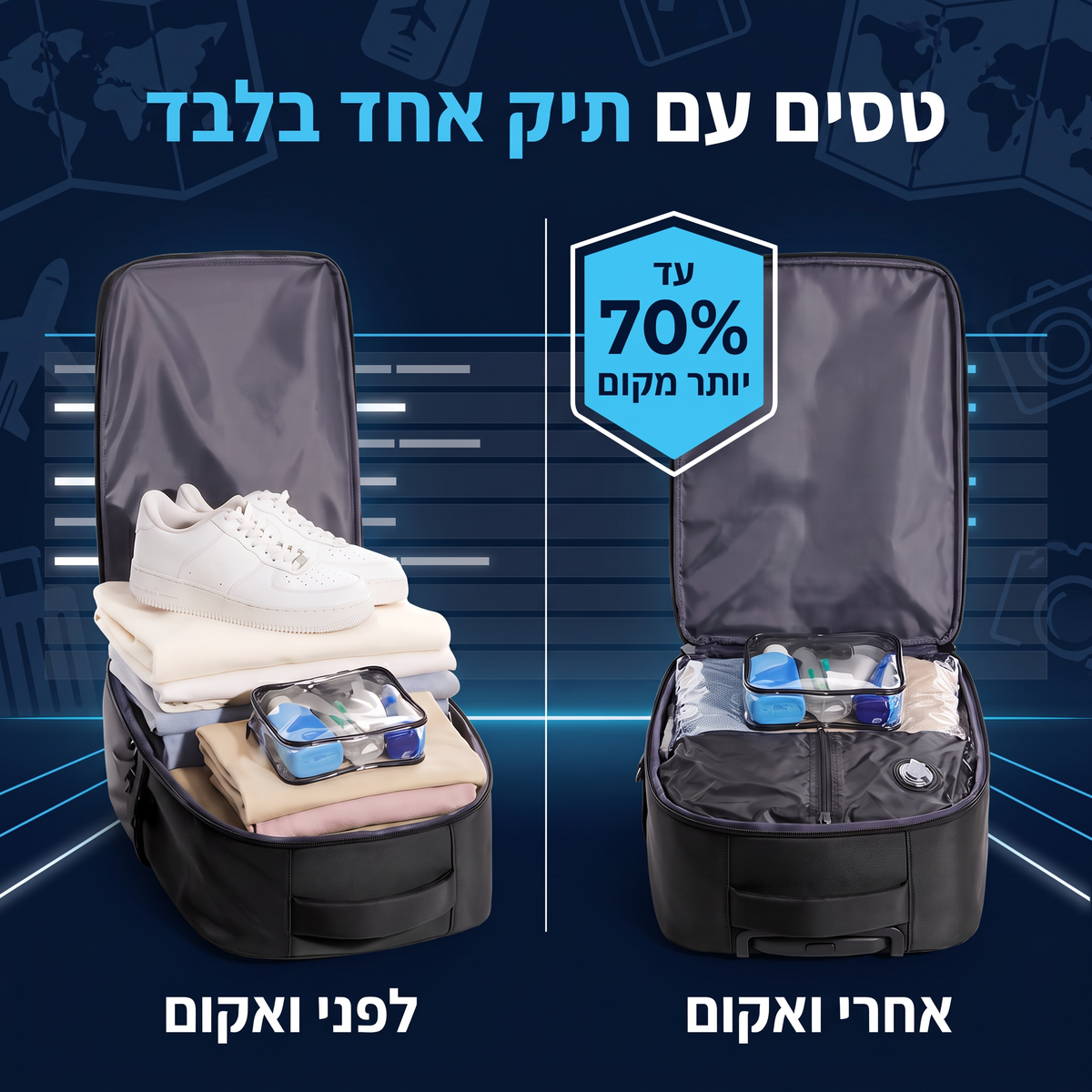 ™VacPack - התיק שיחסוך לכם מאות שקלים כל טיסה